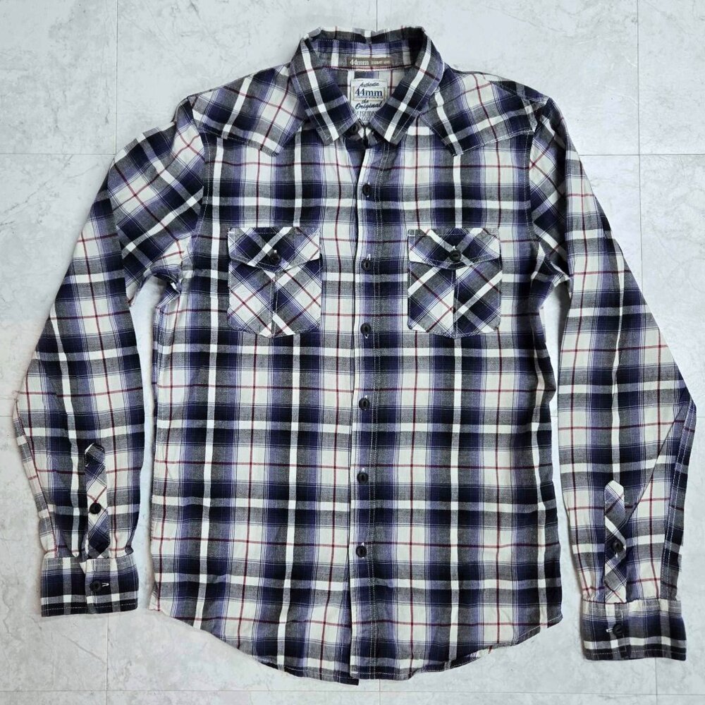 44mm Legendary Goods Work Wear Plaid Button Up Shirt Mens Size Small 100% Cotton